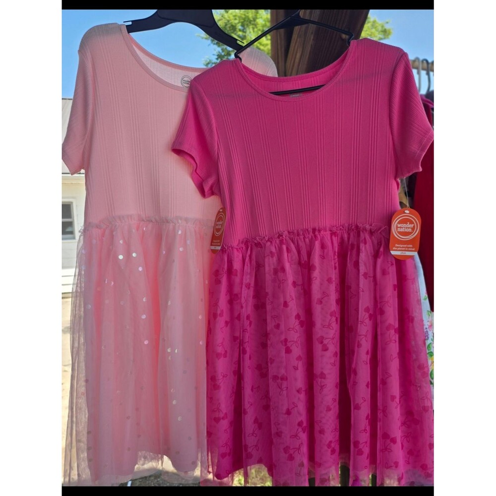 wonder nation Pink & Light Pink Short Sleeve Tulle Dresses Size XL 14-16 Plus